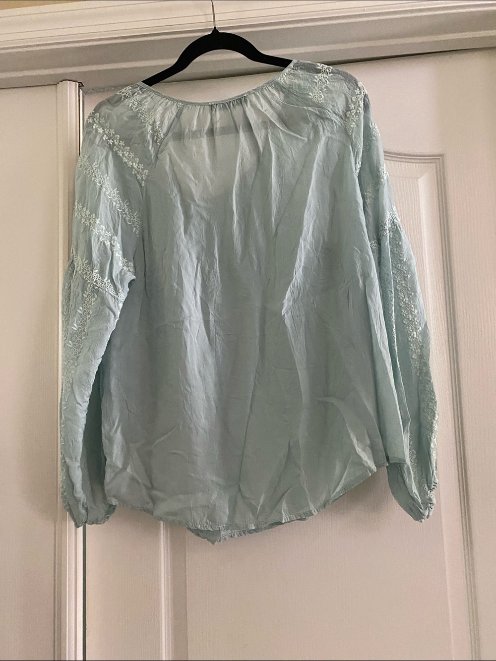 Maven West Light Blue Embroidered Peasant Blouse - Picture 5 of 5